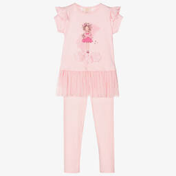 Caramelo Kids-Pink Flower Girl Leggings Set | Childrensalon Outlet