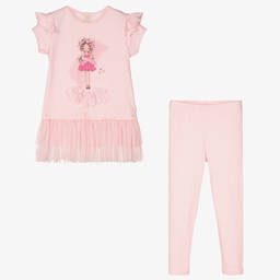 Caramelo Kids-Pink Flower Girl Leggings Set | Childrensalon Outlet