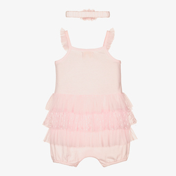 Caramelo Kids-تبّان وطوق للرأس قطن جيرسي لون زهري | Childrensalon Outlet