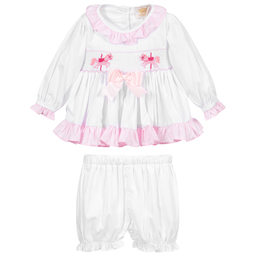 Caramelo Kids-Pink & White Cotton Short Set | Childrensalon Outlet