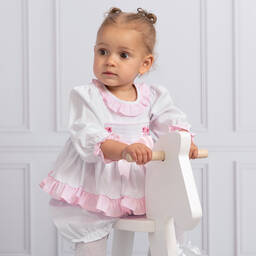 Caramelo Kids-Pink & White Cotton Short Set | Childrensalon Outlet