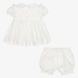 Caramelo Kids-White Dress & Bloomers Set | Childrensalon Outlet