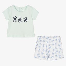 Carrément Beau-Baby Boys Green Shorts Set | Childrensalon Outlet