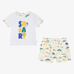 Carrément Beau-Baby Boys Ivory Cotton Safari Shorts Set | Childrensalon Outlet