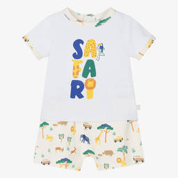 Carrément Beau-Baby Boys Ivory Cotton Safari Shorts Set | Childrensalon Outlet
