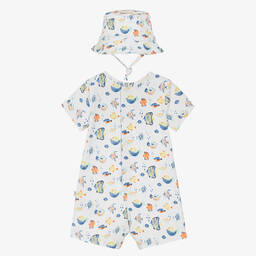 Carrément Beau-طقم تبّان قطن جيرسي لون أبيض للمواليد | Childrensalon Outlet