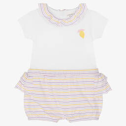 Carrément Beau-Baby Girls White Striped Shorts Set | Childrensalon Outlet