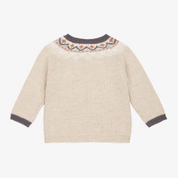 Carrément Beau-Beige Fair Isle Cardigan | Childrensalon Outlet