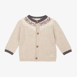 Carrément Beau-Beige Fair Isle Cardigan | Childrensalon Outlet