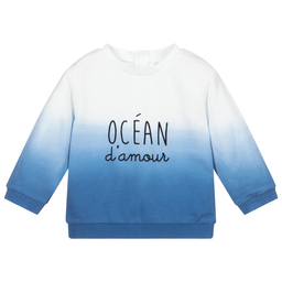 Carrément Beau-Blue Organic Cotton Sweatshirt | Childrensalon Outlet