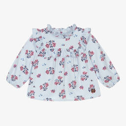كاريمون بو-بلوز أطفال بناتي فيسكوز تويل لون أزرق وزهري بطبعة ورود | Childrensalon Outlet