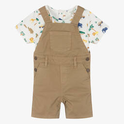 Carrément Beau-Boys Beige Cotton Safari Dungaree Set | Childrensalon Outlet