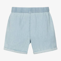 Carrément Beau-Boys Blue Cotton Chambray Shorts | Childrensalon Outlet