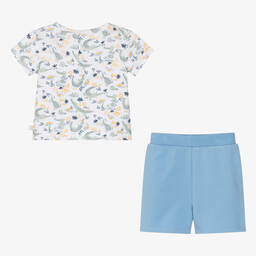 Carrément Beau-Boys Blue Cotton Crocodile Shorts Set | Childrensalon Outlet