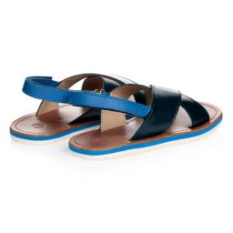 Carrément Beau-Boys Blue Leather Sandals | Childrensalon Outlet