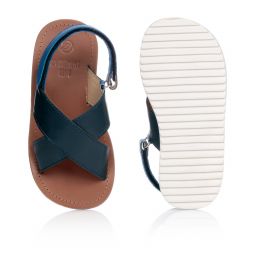 Carrément Beau-Boys Blue Leather Sandals | Childrensalon Outlet
