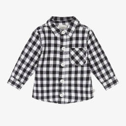 Carrément Beau-Boys Blue & White Check Cotton Shirt  | Childrensalon Outlet