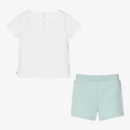 Carrément Beau-طقم شورت أطفال ولادي قطن لون أخضر وأبيض | Childrensalon Outlet