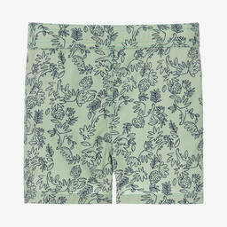 Carrément Beau-Boys Green Cotton Leaf Print Shorts | Childrensalon Outlet
