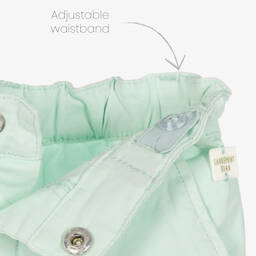 Carrément Beau-Boys Green Cotton Twill Shorts | Childrensalon Outlet