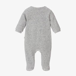 Carrément Beau-Boys Grey Racoon Velour Babygrow | Childrensalon Outlet
