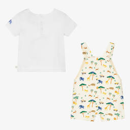 Carrément Beau-Boys Ivory Cotton Dungaree Shorts Set | Childrensalon Outlet