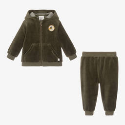 Carrément Beau-Boys Khaki Green Organic Cotton Tracksuit | Childrensalon Outlet