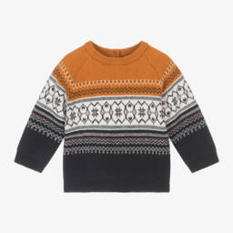Carrément Beau-Boys Navy Fair Isle Jumper | Childrensalon Outlet
