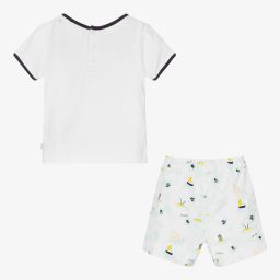 Carrément Beau-Boys White Cotton Shorts Set | Childrensalon Outlet