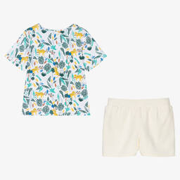 Carrément Beau-Boys White & Ivory Jungle Print Shorts Set | Childrensalon Outlet