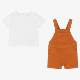 Carrément Beau-طقم دانغريز قطن تويل لون بني وأبيض للأولاد | Childrensalon Outlet