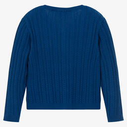 كاريمون بو-كارديغان قطن عضوي محبوك لون أزرق داكن | Childrensalon Outlet