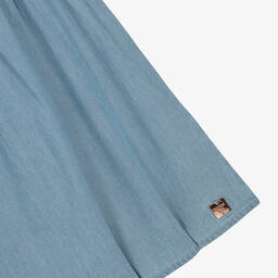 Carrément Beau-فستان قطن شامبري مطرز لون أزرق | Childrensalon Outlet