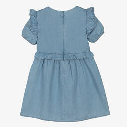 Carrément Beau-فستان قطن شامبري مطرز لون أزرق | Childrensalon Outlet