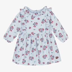 Carrément Beau-Girls Blue & Pink Floral Dress | Childrensalon Outlet