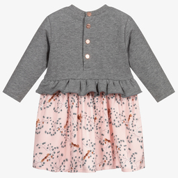 Carrément Beau-Серо-розовое хлопковое платье для девочек | Childrensalon Outlet