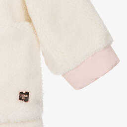 كاريمون بو-معطف فليس لون عاجي وزهري أطفال بناتي | Childrensalon Outlet