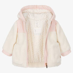 كاريمون بو-معطف فليس لون عاجي وزهري أطفال بناتي | Childrensalon Outlet