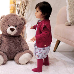 كاريمون بو-كارديغان قطن محبوك لون زهري داكن غليتر للبنات | Childrensalon Outlet