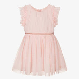 Carrément Beau-Girls Pink Glittery Tulle Dress  | Childrensalon Outlet