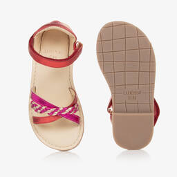 Carrément Beau-Розово-красные кожаные сандалии с плетением | Childrensalon Outlet