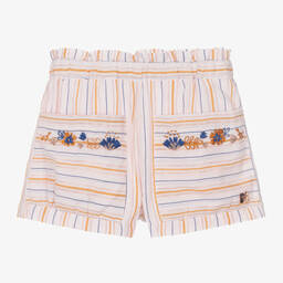 Carrément Beau-Girls Pink Stripe Cotton Shorts | Childrensalon Outlet