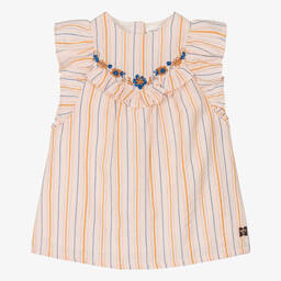 كاريمون بو-فستان قطن مقلم لون زهري | Childrensalon Outlet