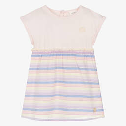 Carrément Beau-Girls Striped Pink Cotton Dress | Childrensalon Outlet