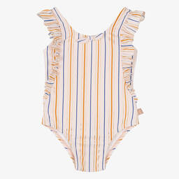 Carrément Beau-Girls Striped Pink Ruffle Swimsuit | Childrensalon Outlet