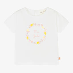 Carrément Beau-Белая футболка с цветами и лимонами | Childrensalon Outlet