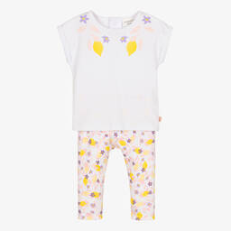 كاريمون بو-طقم ليغنغز أطفال بناتي قطن عضوي لون أبيض | Childrensalon Outlet