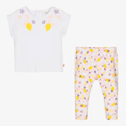 كاريمون بو-طقم ليغنغز أطفال بناتي قطن عضوي لون أبيض | Childrensalon Outlet