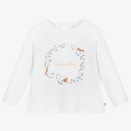 Carrément Beau-Girls White Organic Cotton Top | Childrensalon Outlet