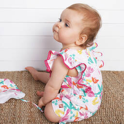 Carrément Beau-بلاي سوت قطن لون أبيض وزهري للبنات | Childrensalon Outlet